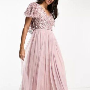 Beauut Bridesmaid embellished maxi dress pink. Size 8